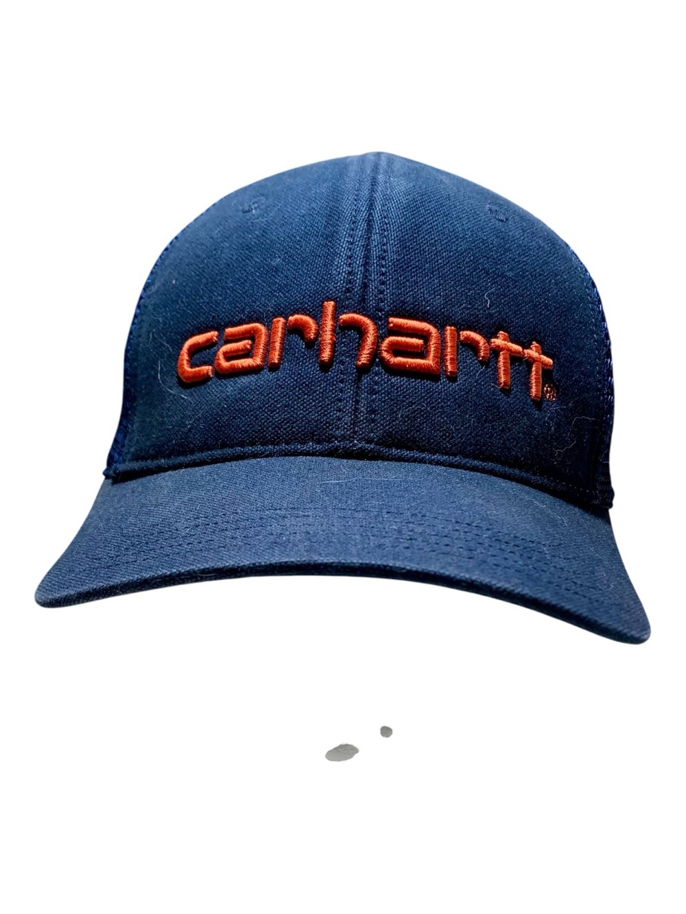 Carhartt Navy Trucker Hat with Orange Embroidered Logo